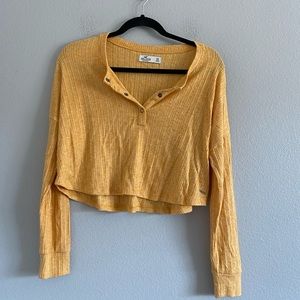 Hollister Cropped Long Sleeve Mustard Top XS